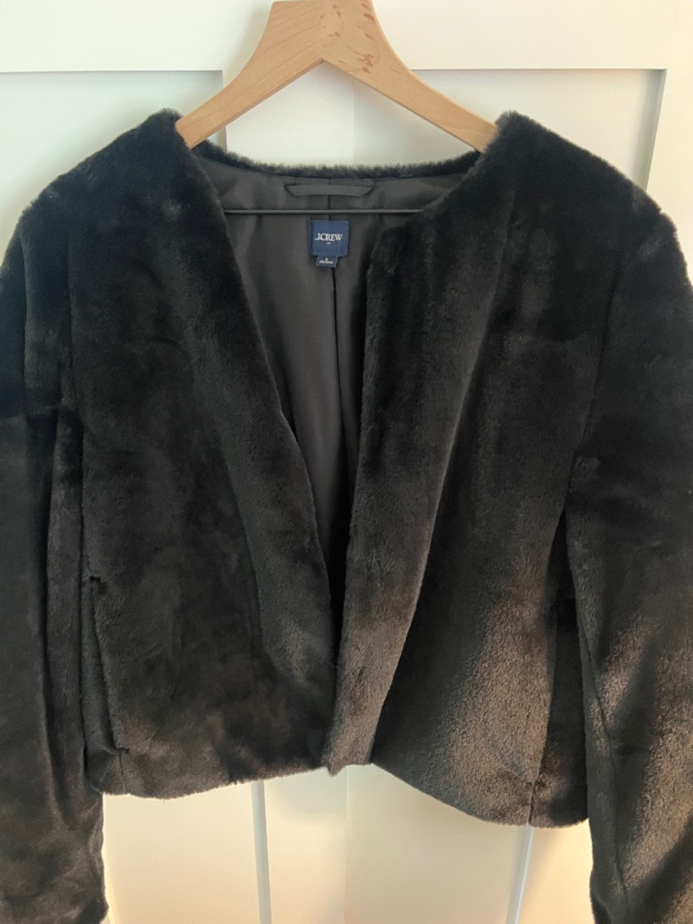 J Crew Factory Faux Fur cropped jacket